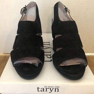 Taryn Rose DeeDee Black Nubuck Leather Wedge